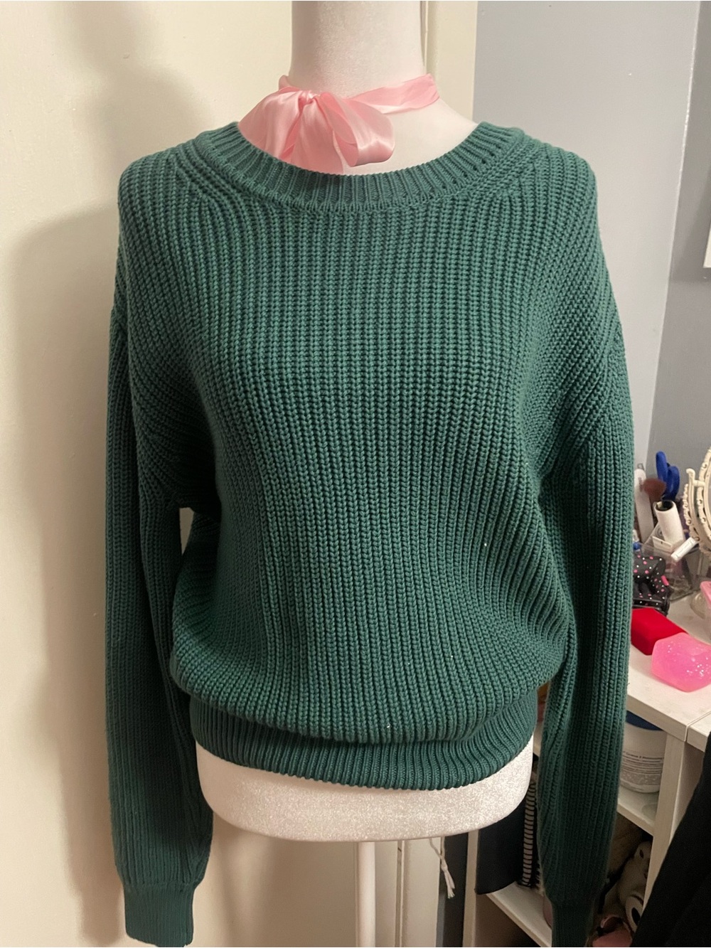 GAP Forest Green Ribbed Crewneck Sweater